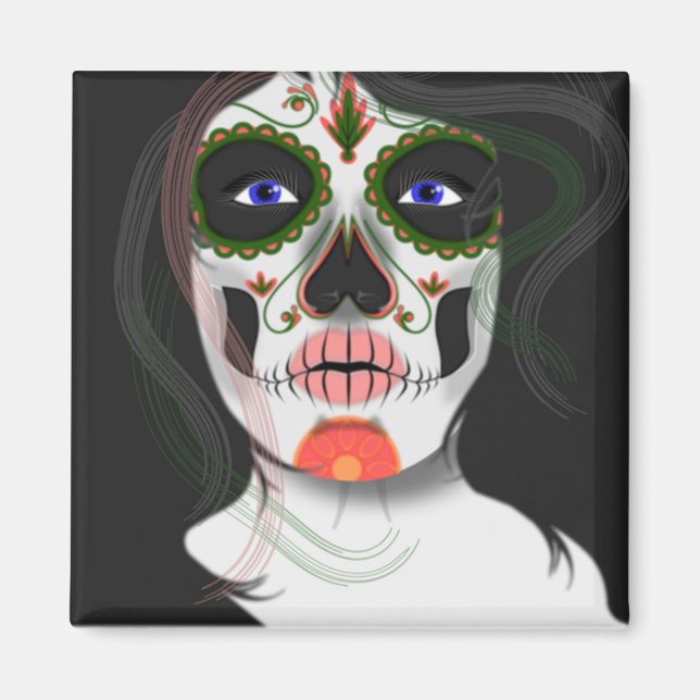 Mexikanska Halloween-maskens Fridge Magnet (Framsidan)