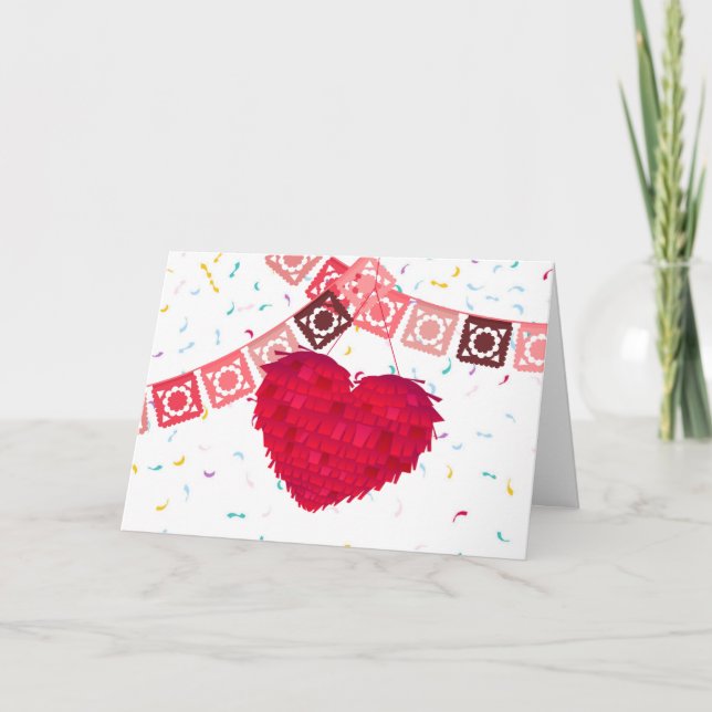 Mexikanska Heart Pinata och Taco Valentines day Kort (Framsida)