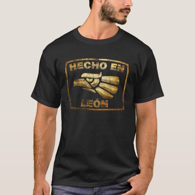 Mexikanska Hecho En Leon Mexiko Camisas T Shirt (Framsida)