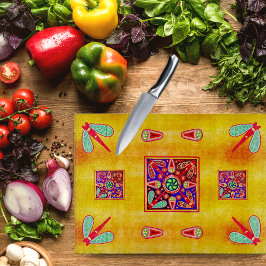 Mexikanska Huichol Golden & Lila Art Mönster
