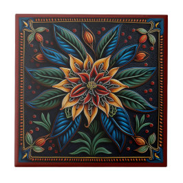 Mexikanska huicholkonsten stil lily ceramic tile kakelplatta