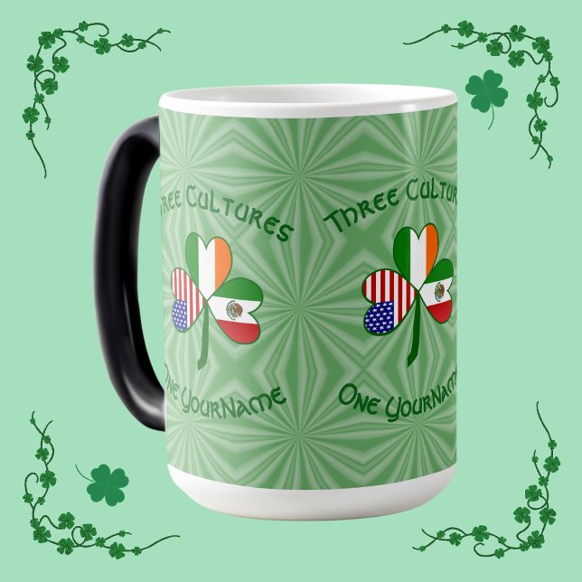 Mexikanska Irish Shamrock Flagga Magisk Mugg (Skapare uppladdad)