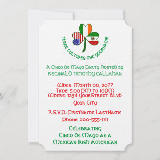 Mexikanska Irish USA flagga Shamrock Cinco de Mayo Inbjudningar