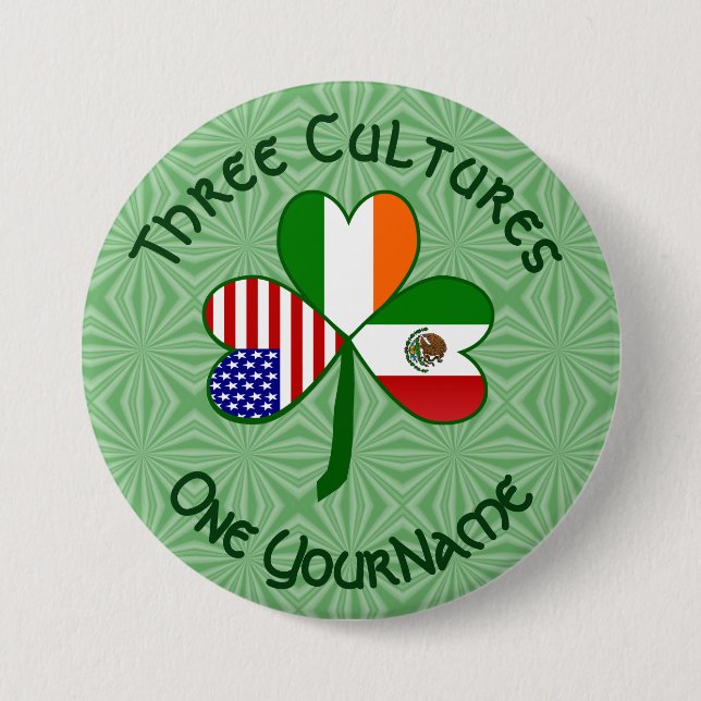 Mexikanska irländska amerikanska flaggor Shamrock  Knapp (Framsida)