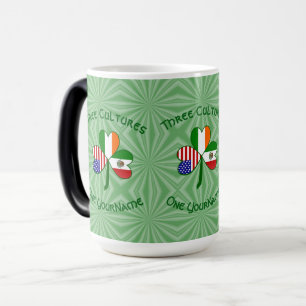 Mexikanska irländska amerikanska flaggor Shamrock Magisk Mugg