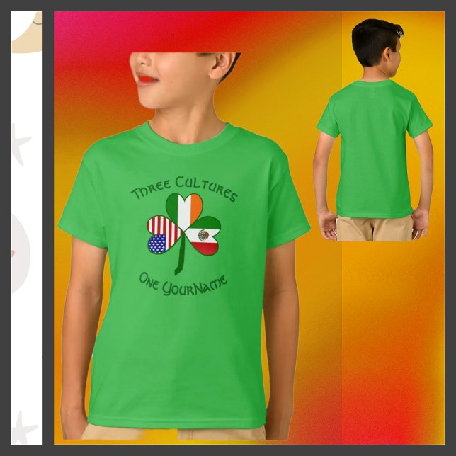 Mexikanska irländska amerikanska flaggor Shamrock  T Shirt (Skapare uppladdad)
