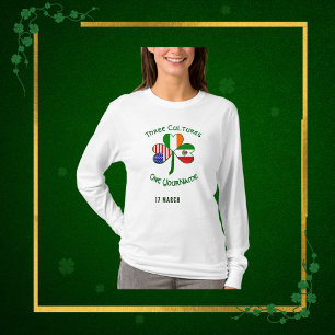 Mexikanska Irländska USA Flaggor Shamrock Personli T Shirt