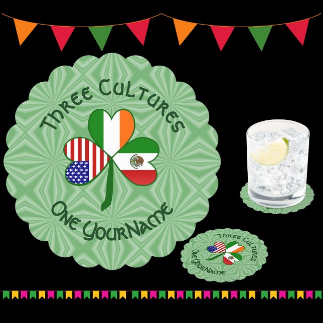 Mexikanska Irländska USA Flaggor Shamrock Personli Underlägg Papper (Skapare uppladdad)