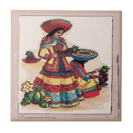 Mexikanska kvinnor Tile Mural Kakelplatta