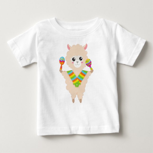 Mexikanska Llama, Cute Llama, Alpaca, Scarf, Marac T Shirt (Framsida)