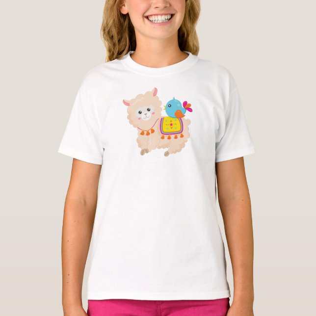 Mexikanska Llama, Cute Llama, Cute Alpaca, Blue Bi T Shirt (Framsida)