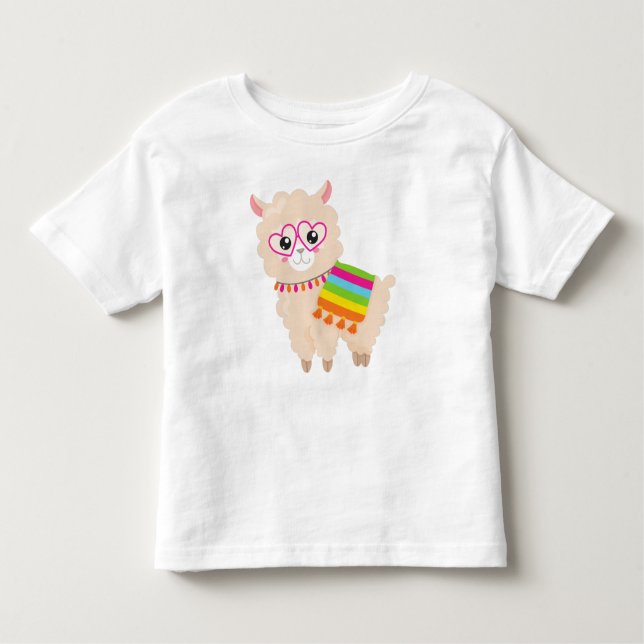 Mexikanska Llama, Cute Llama, Cute Alpaca, Glass T Shirt (Framsida)