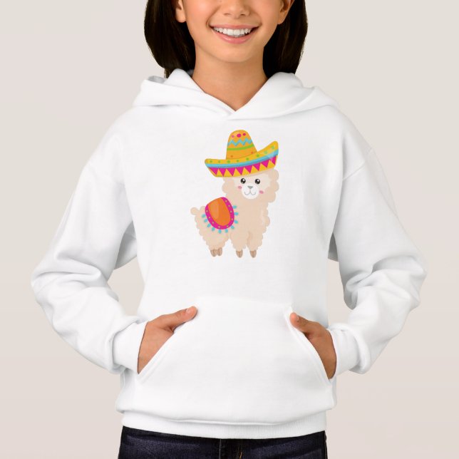 Mexikanska Llama, Cute Llama, Cute Alpaca, Sombrer T Shirt (Framsida)