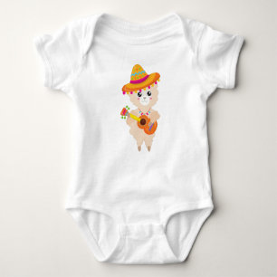 Mexikanska Llama, Cute Llama, Sombrero, Guitar T Shirt