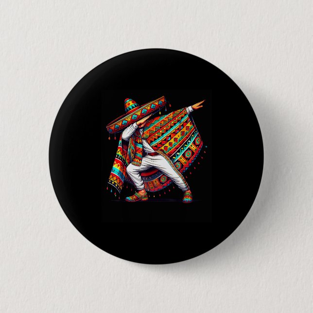 Mexikanska män dabbar poncho Cinco De Mayo Dab Fes Knapp (Framsida)