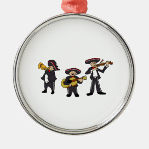 Mexikanska Mariachi Band Fiesta Music Tecknad Art Julgransprydnad Metall