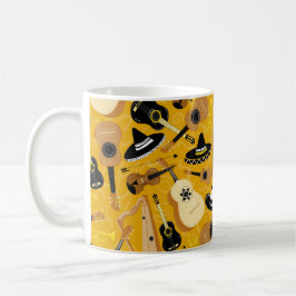 Mexikanska Mariachi Music Tecknad Mönster Gult Kaffemugg