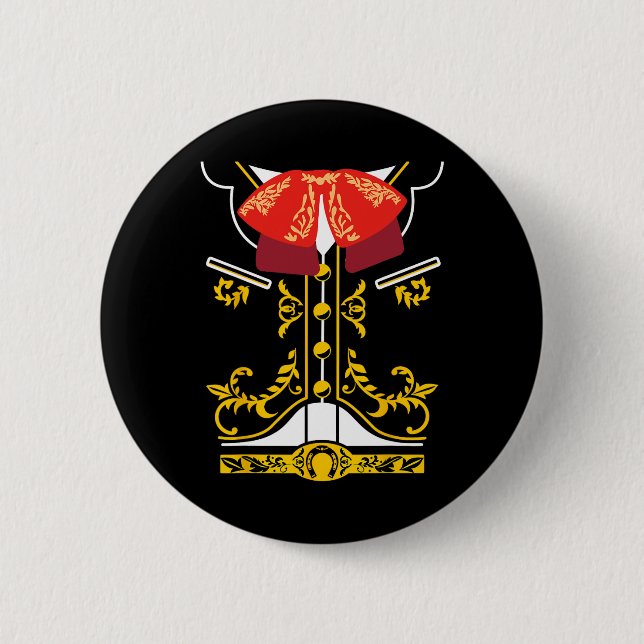 Mexikanska Mariachi Tee Charro Cinco De Mayo Hallo Knapp (Framsida)