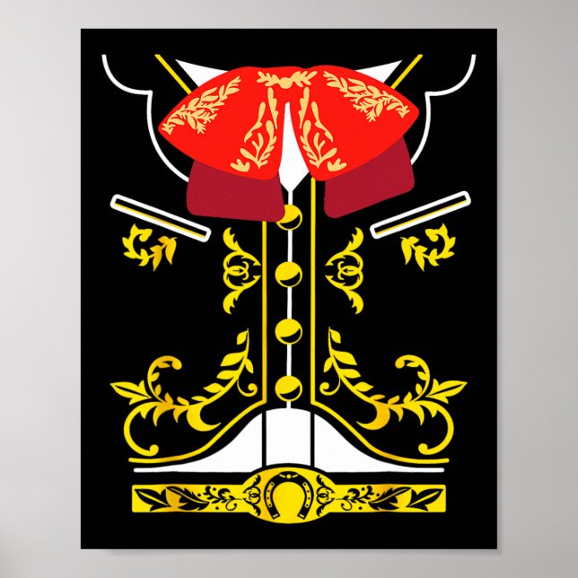 Mexikanska Mariachi Tee Charro Cinco De Mayo Hallo Poster (Framsidan)