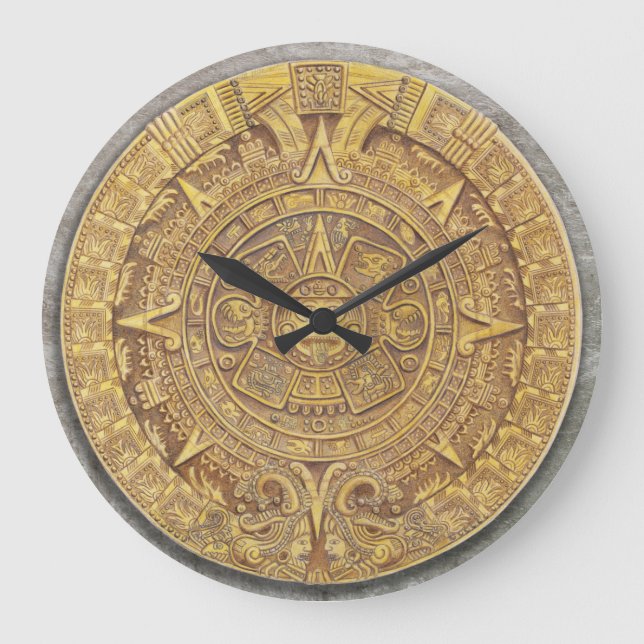 Mexikanska Mayan / Aztec Calendar Clock Stor Klocka (Framsida)