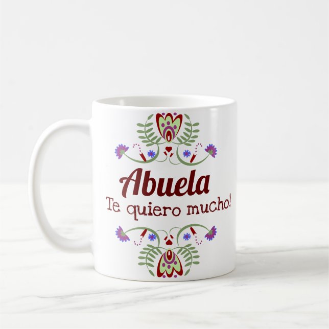 Mexikanska Mor- och Farföräldrar Blommig Present Kaffemugg (Vänster)