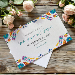 Mexikanska Nuestra Boda Flowers Botanical Bröllop Spara Datumet