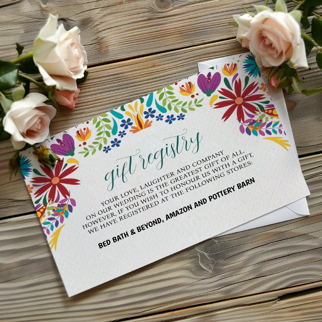 Mexikanska Nuestra Boda Flowers Botanical Bröllop Tilläggskort (Mexican Nuestra Boda Flowers Botanical Wedding Enclosure Card)