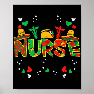 Mexikanska Nurse Taco Stethoscope Cinco De Mayo Poster