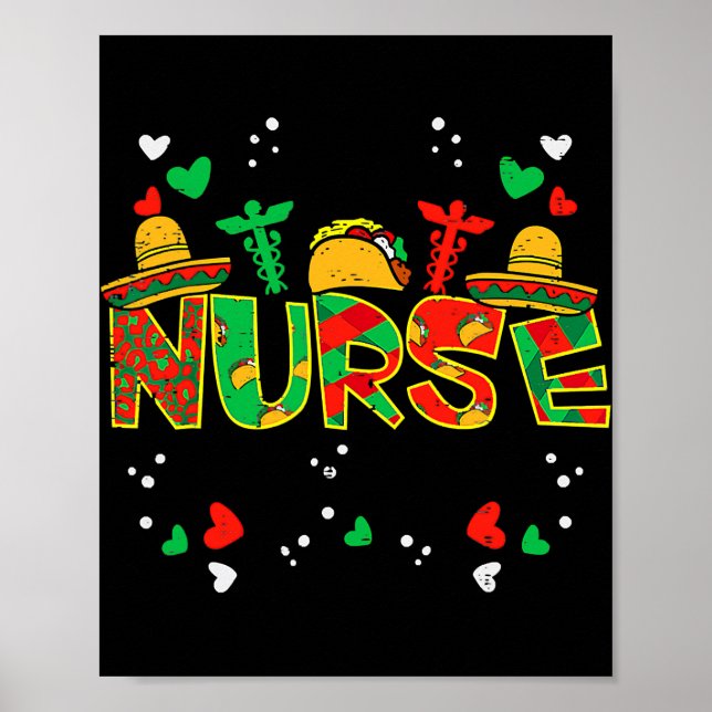 Mexikanska Nurse Taco Stethoscope Cinco De Mayo Poster (Framsidan)