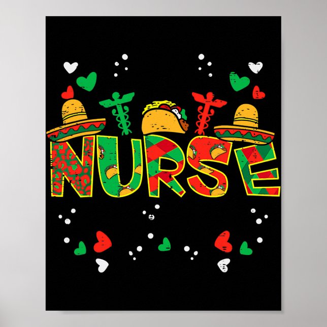 Mexikanska Nurse Taco Stethoscope Cinco De Mayo Poster (Framsidan)