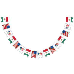 Mexikanska och amerikanska Flaggor och hjärtan brö