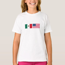 Mexikanska och amerikanska Flaggor sida vid sida T Shirt