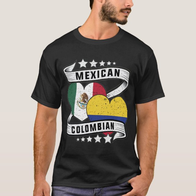 Mexikanska och colombianska Flagga T Shirt (Framsida)