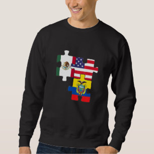 Mexikanska och ecuatorianska rötter plus USA flagg Lång Ärmad Tröja