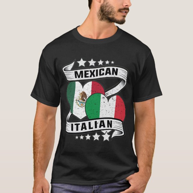 Mexikanska och italienska Flagga T Shirt (Framsida)