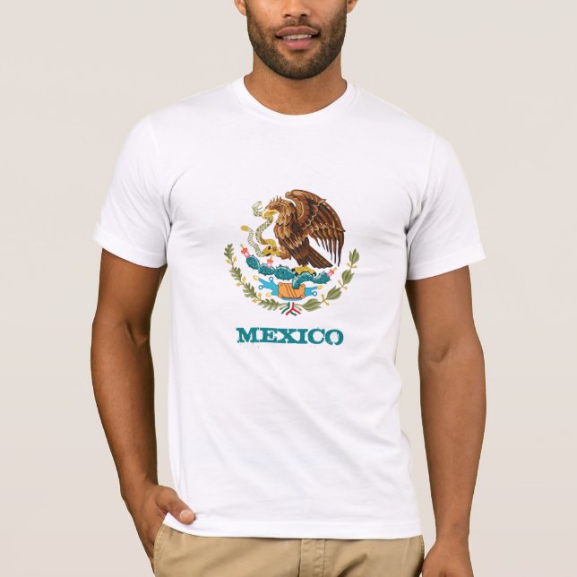 Mexikanska och mexikanska Eagles emblem, flagga, m T Shirt (Framsida)