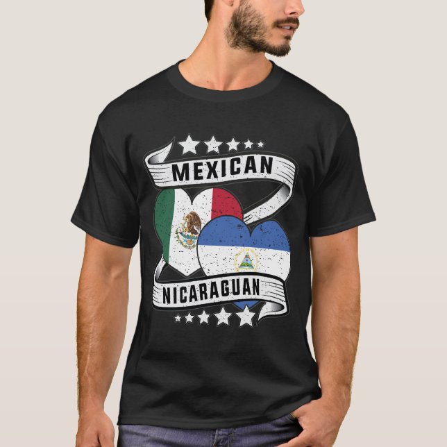 Mexikanska och nicaraguanska Flagga T Shirt (Framsida)