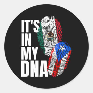 Mexikanska och puerto Rican Dna Mix Flagga Heritag Runt Klistermärke