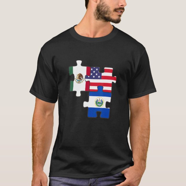 Mexikanska och salvadoranska rötter plus USA flagg T Shirt (Framsida)