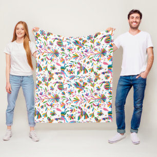 Mexikanska Otomi Stil Bright Mönster Fleecefilt