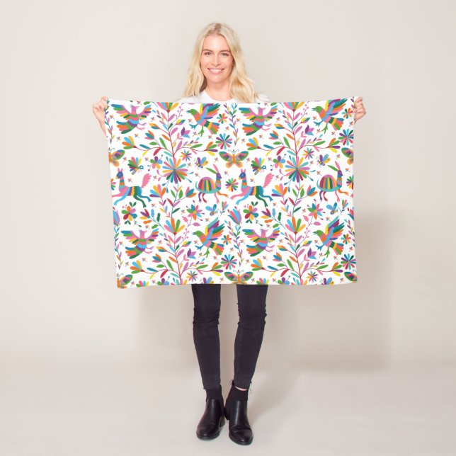 Mexikanska Otomi Stil Bright Mönster Fleecefilt (På plats)