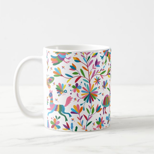 Mexikanska Otomi Stil Bright Mönster Kaffemugg (Vänster)