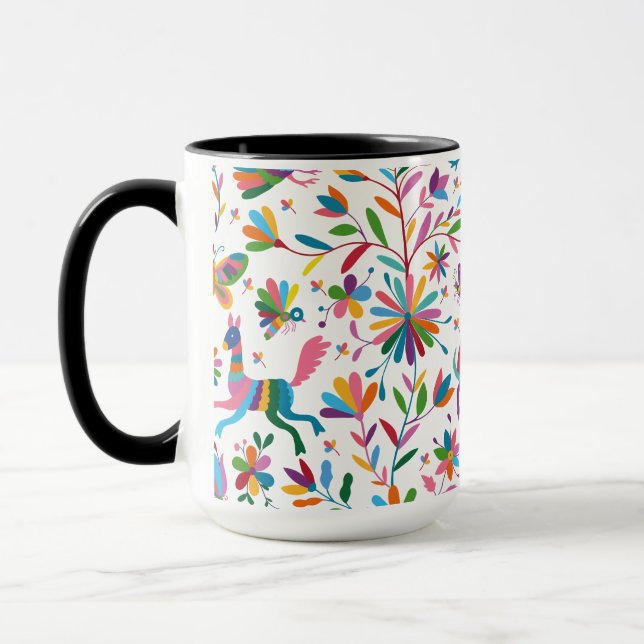 Mexikanska Otomi Stil Bright Mönster Mugg (Vänster)