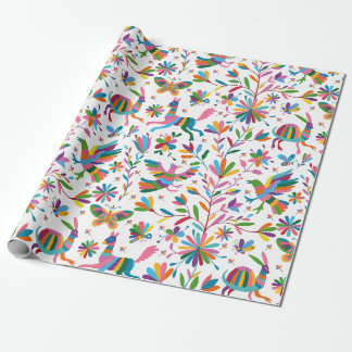 Mexikanska Otomi Stil Bright Mönster Presentpapper