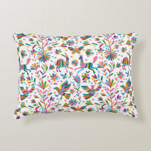 Mexikanska Otomi Stil Bright Mönster Prydnadskudde