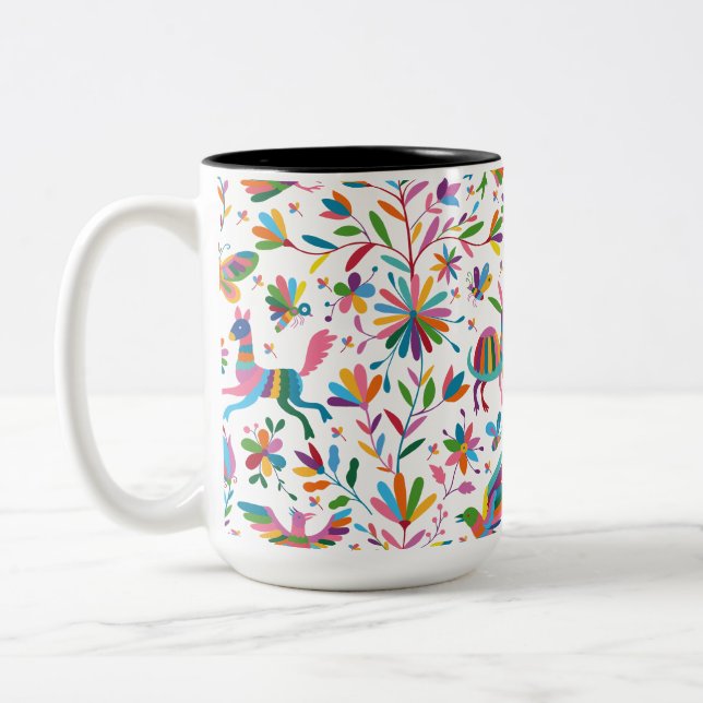 Mexikanska Otomi Stil Bright Mönster Två-Tonad Mugg (Vänster)
