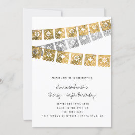 Mexikanska Party Faux Gold Foil Vuxen Birthday Inbjudningar