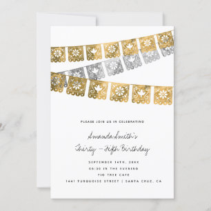 Mexikanska Party Faux Gold Foil Vuxen Birthday Inbjudningar