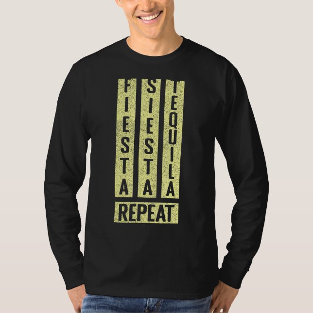 Mexikanska Party Repeat Tequila Mexico Lycklig Cin T Shirt (Framsida)