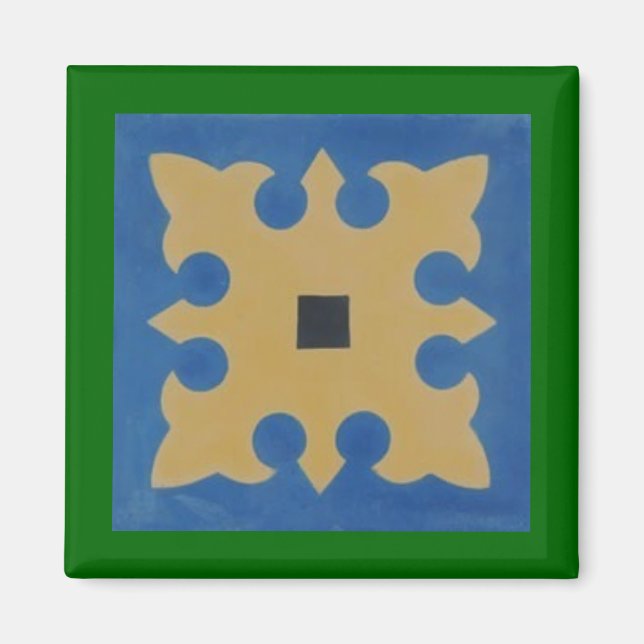 Mexikanska plattan Greeen Blue Tan Magnet (Framsidan)